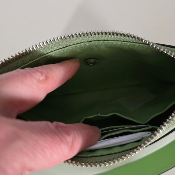 NWT Coach Teri Shoulder Crossbody Mini in signature patent leather Pale Green - Picture 9 of 9